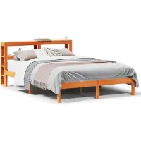 vidaXL Bedframe met hoofdbord massief grenenhout wasbruin 120x190 cm