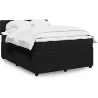 vidaXL Boxspring met matras fluweel zwart 160x200 cm