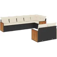 vidaXL 8-delige tuinmeubelset met kussens, zwart, polyrotan