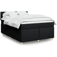 vidaXL Boxspring met matras stof zwart 160x200 cm