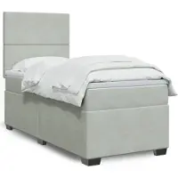 vidaXL Boxspring met matras fluweel lichtgrijs 80x200 cm