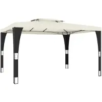 vidaXL Paviljoen met dubbel dak, crème kleur, 3,98 x 2,98 m, staal