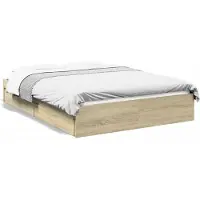 vidaXL Bedframe met lades bewerkt hout sonoma eikenkleurig 120x200 cm