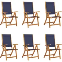 vidaXL Klapstoelen 6 stuks van massief acaciahout en textilene
