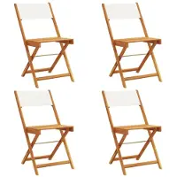 vidaXL Klapstoelen, 4 stuks, crèmekleurige stof en massief hout