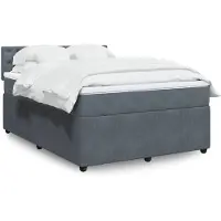vidaXL Boxspring met matras fluweel donkergrijs 140x200 cm