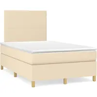 vidaXL Boxspring met matras stof crèmekleurig 120x190 cm