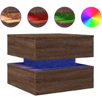 DKD Home Decor Salontafel met LED-verlichting 50x50x40 cm bruin eikenkleur