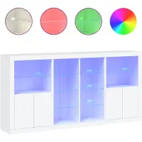 vidaXL Dressoir met LED-verlichting 202x37x100 cm wit