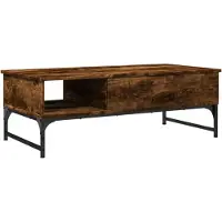 vidaXL Salontafel 100x50x35 cm bewerkt hout en metaal gerookt eiken