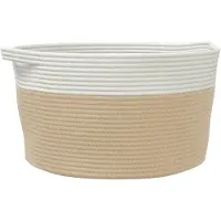 vidaXL Opbergmand Ø 40x25 cm katoen beige en wit