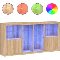 vidaXL Dressoir met LED-verlichting 202x37x100 cm sonoma eikenkleurig