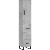 vidaXL Hoge kast 34,5x34x180 cm bewerkt hout betongrijs