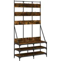 vidaXL Kledingrek met schoenenrek 100x40x184 cm gerookt eikenkleurig