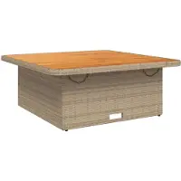 vidaXL Tuintafel 110x110x71 cm poly rattan en acaciahout beige