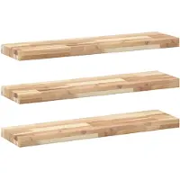 vidaXL Wandschappen 3 st zwevend 100x20x4 cm onbehandeld acaciahout