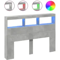 vidaXL Hoofdbordkast met LED-verlichting 140x17x102 cm betongrijs