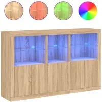 vidaXL Dressoir met LED-verlichting 162x37x100 cm sonoma eikenkleurig