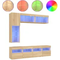 vidaXL 7-delige Tv-wandmeubelset met LED-verlichting sonoma eikenkleur