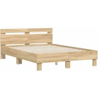 vidaXL Bedframe met hoofdeinde bewerkt hout sonoma eiken 120x190 cm