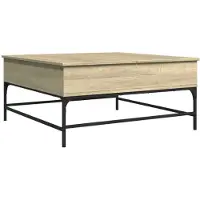 vidaXL Salontafel 95x95x45 cm bewerkt hout en metaal sonoma eikenkleur