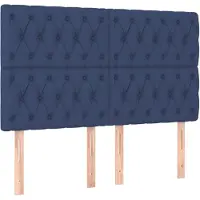 vidaXL Hoofdbord blauw 160x7x118/128 cm stof
