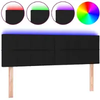 vidaXL Hoofdbord LED 144x5x78/88 cm stof zwart