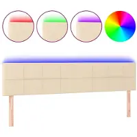 vidaXL Hoofdbord LED 180x5x78/88 cm stof crèmekleurig