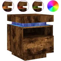 vidaXL Nachtkastje met LED-verlichting 40x39x48,5 cm gerookt eiken