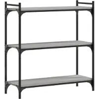 vidaXL Boekenkast 3-laags 80x30x86 cm bewerkt hout grijs sonoma