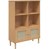vidaXL Boekenkast SENJA rattan-look 90x35x130 cm grenenhout bruin