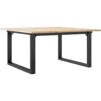 vidaXL Salontafel O-frame 80x80x45 cm massief grenenhout en staal