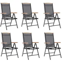 vidaXL Klapstoelen 6 stuks Textilene Zwart