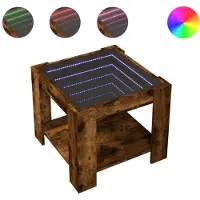 vidaXL Salontafel met LED 53x53x45 cm bewerkt hout gerookt eikenkleur