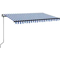 vidaXL Handmatig Zonnescherm 4 x 3,5 m Blauwe en Witte Streep