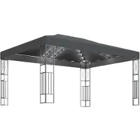 vidaXL Paviljoen met LED-lichtketting, 3x4 meter, antraciet, stof