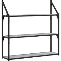 vidaXL Wandrek 3-laags 80x21x78,5 cm bewerkt hout grijs sonoma