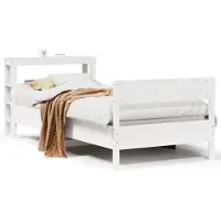 vidaXL Bedframe zonder matras massief grenenhout wit 75x190 cm