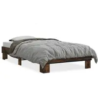 DKD Home Decor vidaXL Bedframe, gerookt eikenhout, 100x200 cm, houtvezel en metaal