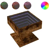 vidaXL Salontafel met LED 50x50x45 cm bewerkt hout gerookt eikenkleur