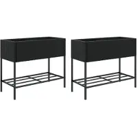 vidaXL Plantenbakken met schap 2 st 90x40x75 poly rattan zwart