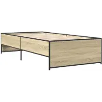 vidaXL Bedframe Sonoma-eik, 90x200 cm, gemaakt van houtvezel en metaal