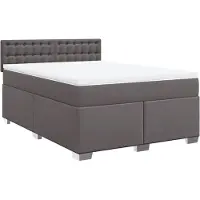 vidaXL Boxspring met matras kunstleer grijs 140x190 cm