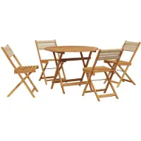 vidaXL 5-delige tuinset, polypropyleen en massief hout, beige