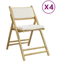 vidaXL Bistrostoelen 4 st inklapbaar met kussens bamboe crèmewit