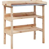 vidaXL Plantentafel met schappen 78x38x82,5 cm massief vurenhout