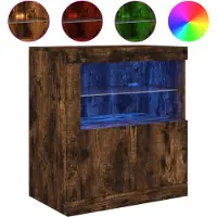 vidaXL Dressoir met LED-verlichting 60,5x37x67 cm gerookt eikenkleur