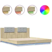 vidaXL Bedframe met hoofdbord en LED sonoma eikenkleurig 200x200 cm