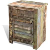 vidaXL Bijzettafel met 1 lade en 1 deurtje gerecycled hout