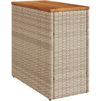 vidaXL Tuinbijzettafel met houten blad 58x27,5x55 cm poly rattan beige